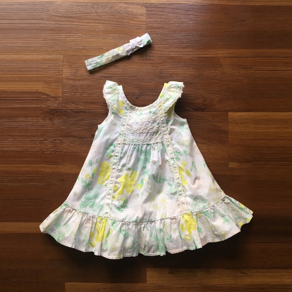 Maggie & Zoe | White Floral Dress + Headband